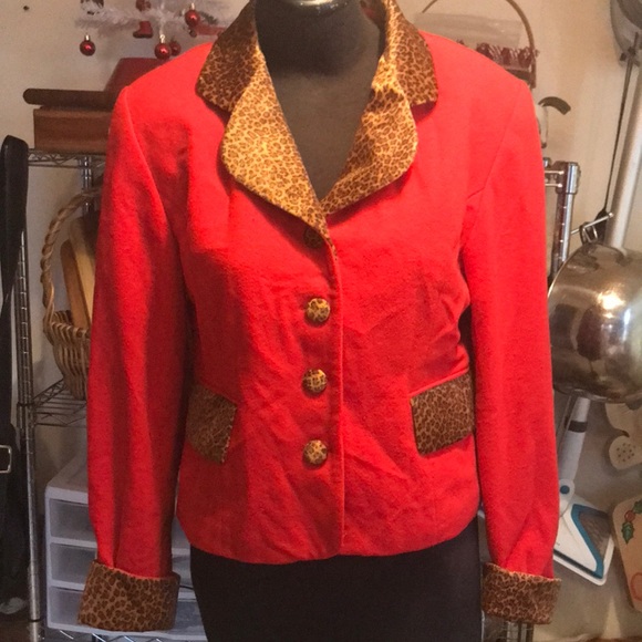 Vintage Linen Blend Cheetah Collar Blazer Unworn - L main image 1